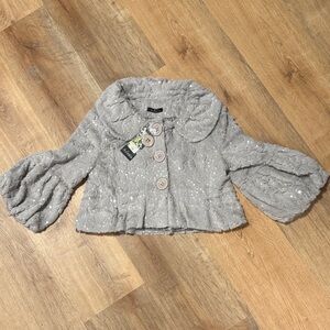 Ariella Glittering Gray Women's Short Jacket Size Small